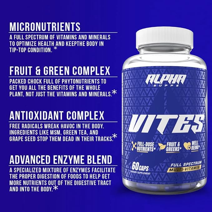 Alpha Supps Vites Men's Multivitamin Complete Daily Supplement with Fruits Veggies Energy Immune &amp Prostate Support - Daily Whole Food Vitamins with Antioxidants and Digestive Enzymes