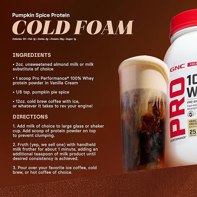 GNC Pro Performance 100% Whey Protein Powder 2.0 Fast Absorbing for Muscle Strength and Recovery Vanilla 12 Servings
