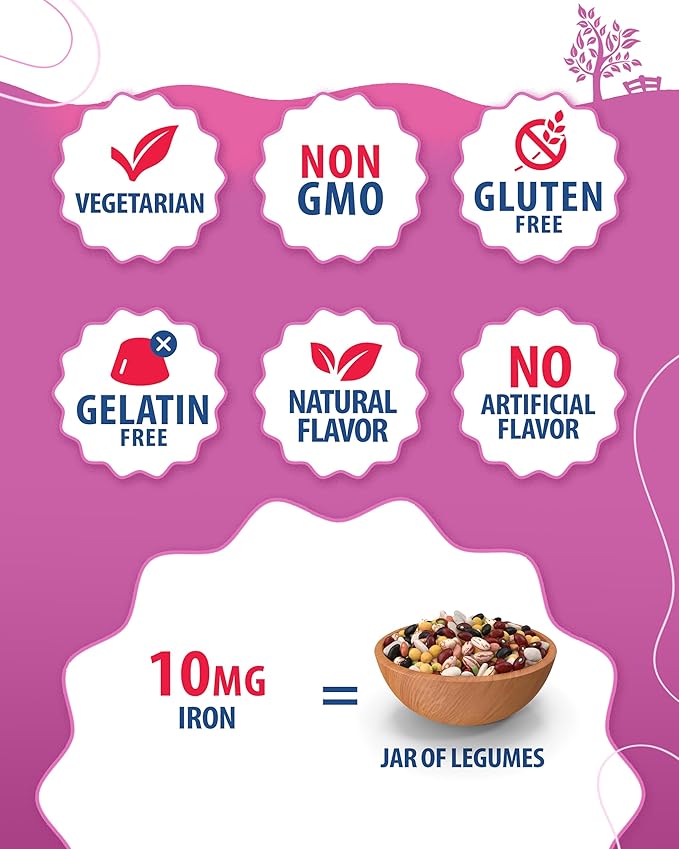 Magnesium Gummies 500mg &amp Iron Gummies for Adults - Iron Vitamins with Vitamin C