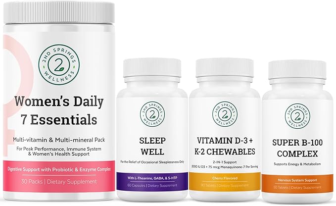 Women's Daily Essentials Bundle - Complete Nutrition Bone Support Energy Boost &amp Sleep Well