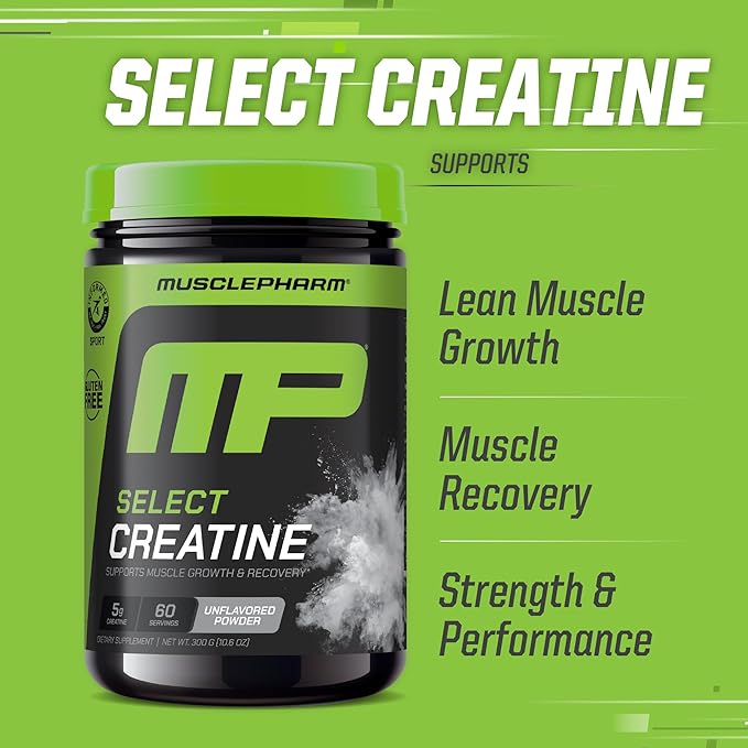 MusclePharm Creatine Monohydrate Powder Pre Workout Muscle Builder &amp Post Workout Muscle Recovery Supplement Ultra-Pure 100% Monohydrate Creatine Powder 60 Servings Unflavored
