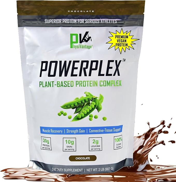 PhysiVantage POWERPLEX Vegan Protein Powder Collagen Alternative - Organic Plant-Based Pea &amp Rice Protein Dairy-Free Non-GMO Supports Muscle &amp Joint Recovery Monk Fruit Sweetened 2 lb (Ch