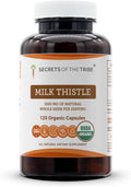 Secrets of the Tribe Milk Thistle USDA Organic Capsules | Certified Organic Vegetarian Capsules Herbal Dietary Supplement | Silybum marianum Dried Seed (120 Count)