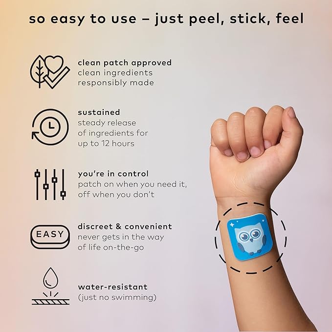 The Good Patch Nite Owl Patch Natural Sleep Patch Support for Kid Bedtime with Tart Cherry Chamomile and Skullcap Plant Powered Sustained Release (12 Total Patches)