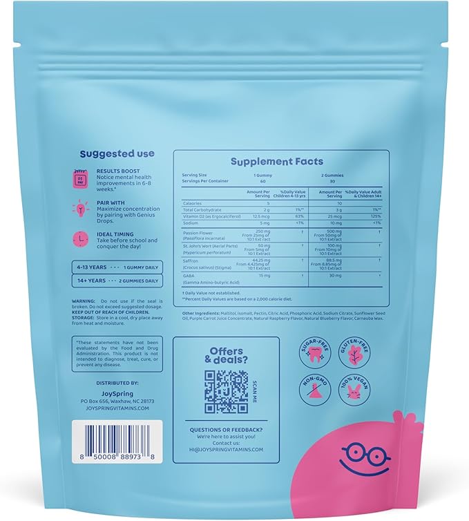 JoySpring Sleepberry Liquid Melatonin for Kids with Elderberry and Saffron Gummies Kids &amp Teens - Kids Mood Support Supplement