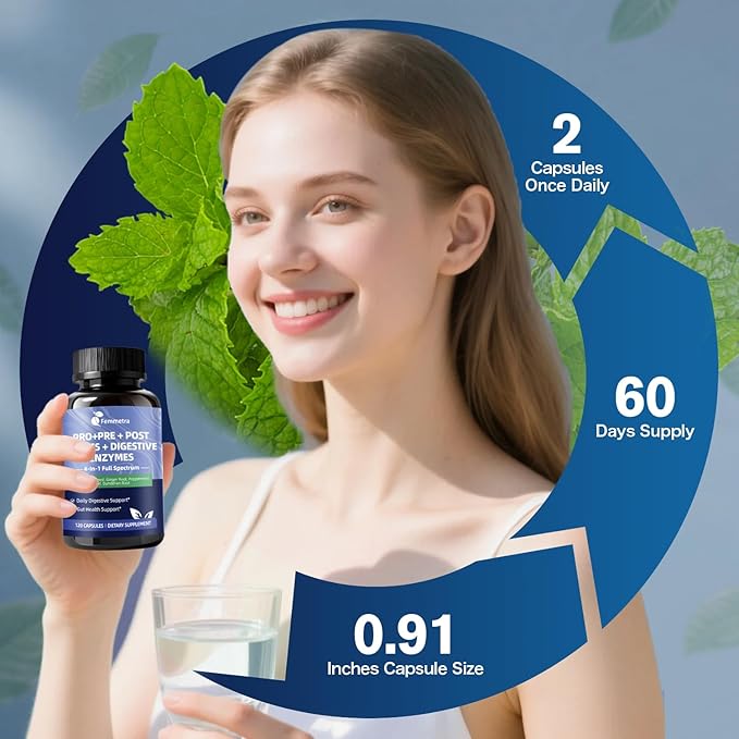 Digestive Enzymes Postbiotics Prebiotics Probiotics for Women &amp Men 200 Billion CFU 36 Probiotic Strains + Psyllium Husk - Supports Gut Digestive Vegan 60 Days