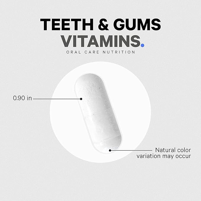 Codeage Teeth &amp Gums Vitamins + Oral Probiotics Supplement for Mouth - Whole Food Calcium Collagen Potassium Vitamin C D3 K2 Zinc – Oral Care &amp Dental Multivitamin Supplements - 90 Capsu
