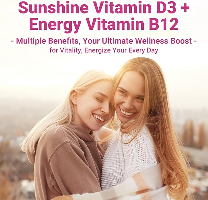 Vitamin D3 B12 Gummies D3 B12 Vitamin for Adults Vitamin D Supplement with Ashwagandha Magnesium Vitamin K2 for Immune &amp Energy Support