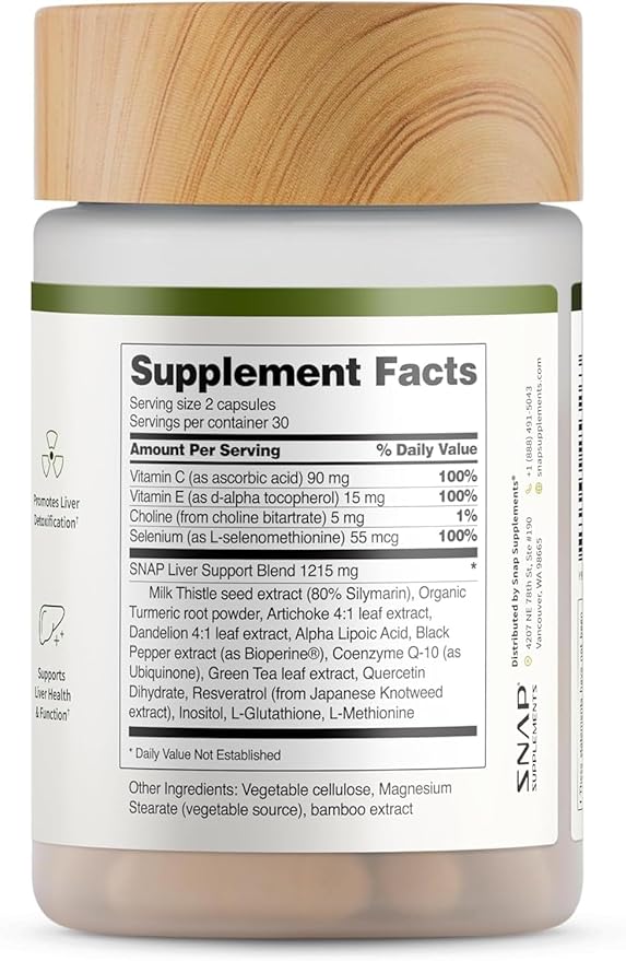 Snap Supplements Liver Health &amp Detox Supplement - Natural Support for Liver and Digestive Health 60 Vegetarian Capsules (4-Pack)