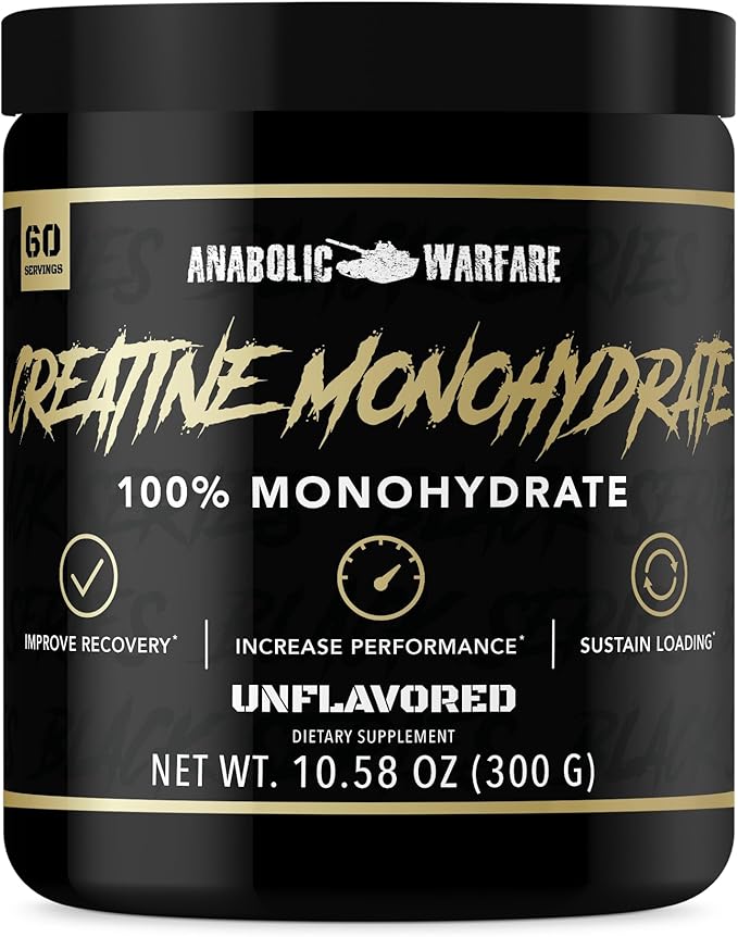 Anabolic Warfare Creatine Monohydrate Post Workout Recovery Increase Performance Sustain Loading Premium Creatine* (60 servings)