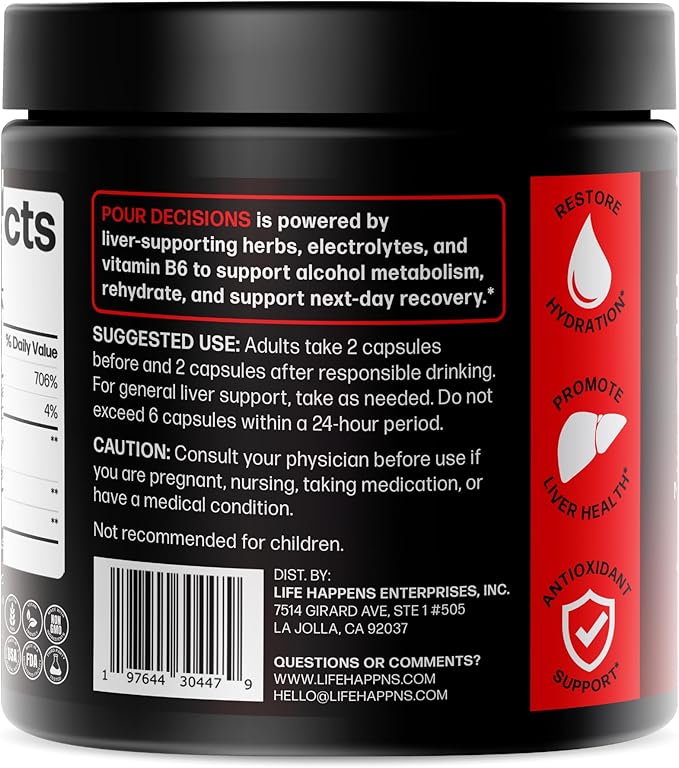 Life Happns Liver Support &amp Recovery Supplement for Adults – Doctor-Formulated with Milk Thistle Schizandra Rosemary B6 &amp Electrolytes for Natural Detox Pathways Hydration &amp After-Part