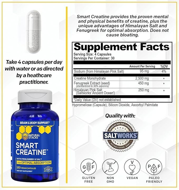 NATURAL STACKS Creatine Monohydrate &amp Magtech Hydrate Bundle - 2500mg Creatine + 200mg Elemental Magnesium Per Serving - Supports Hydration Brain Health &amp Endurance - 44 Total Servings