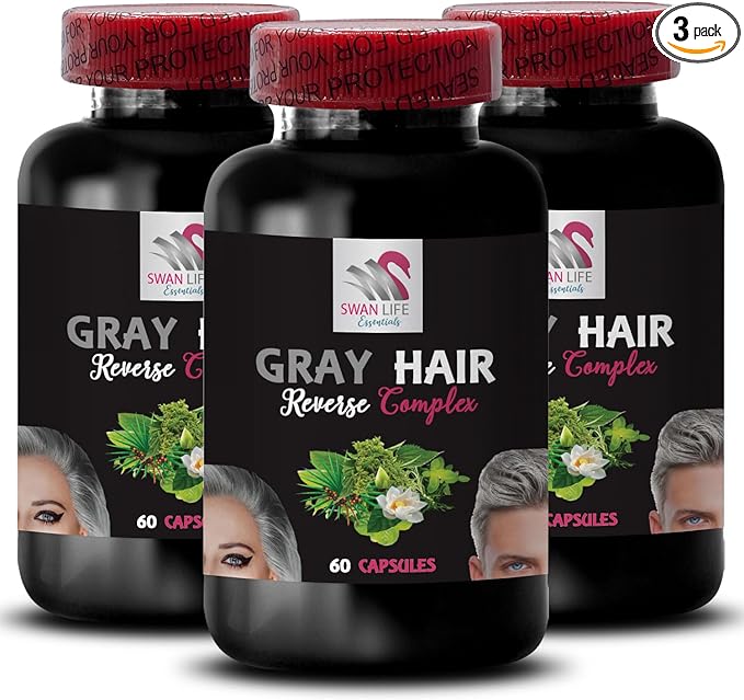 Biotin Fresh Tone - Gray Hair Reverse - Vibrant Hair Color Color Boost Hair Pigmentation Radiant Sheen Hair Tone Hair Transformation Color Vitality Natural Hair Color 3 Bottles 180 Capsules