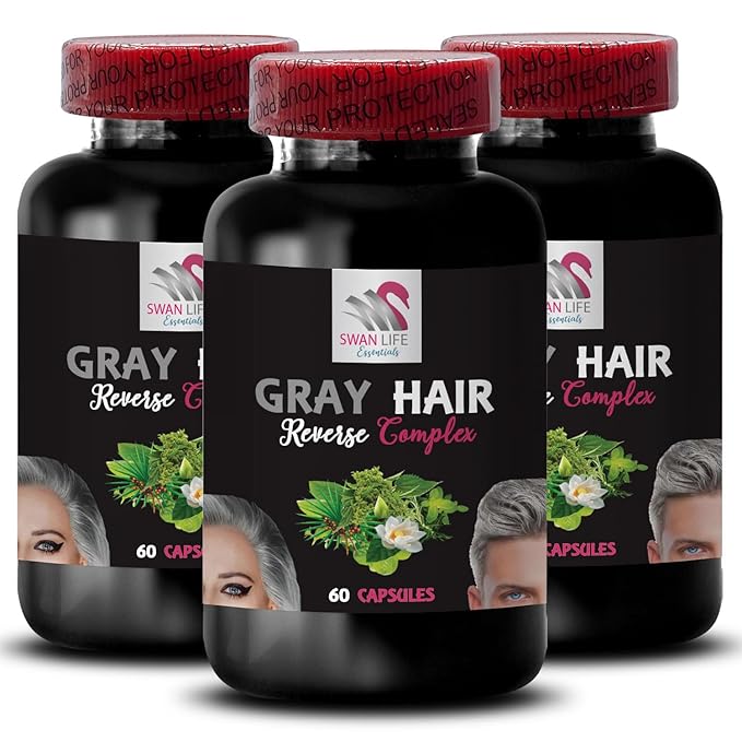True color - GRAY HAIR REVERSE - Hair color boost Vibrancy restore Color refresh Lively hair Hair brilliance Natural shade Color vitality Hair pigment renewer Fresh tone 3 Bottles 180 Caps