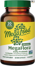 MegaFood MegaFlora Probiotic - Probiotics for Women Digestive Health - Immune Support Supplement - 20 Billion CFU - 14 Strains - Non-GMO - Vegetarian - 60 Mini Capsules (60 Servings)