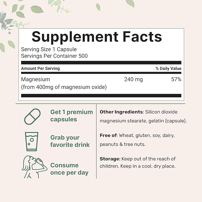 Micro Ingredients Multi Collagen Protein Powder 16oz &amp Magnesium Oxide 400mg Bundle Pack | Grass-Fed Collagen Peptides | Elemental Form for Max Concentration
