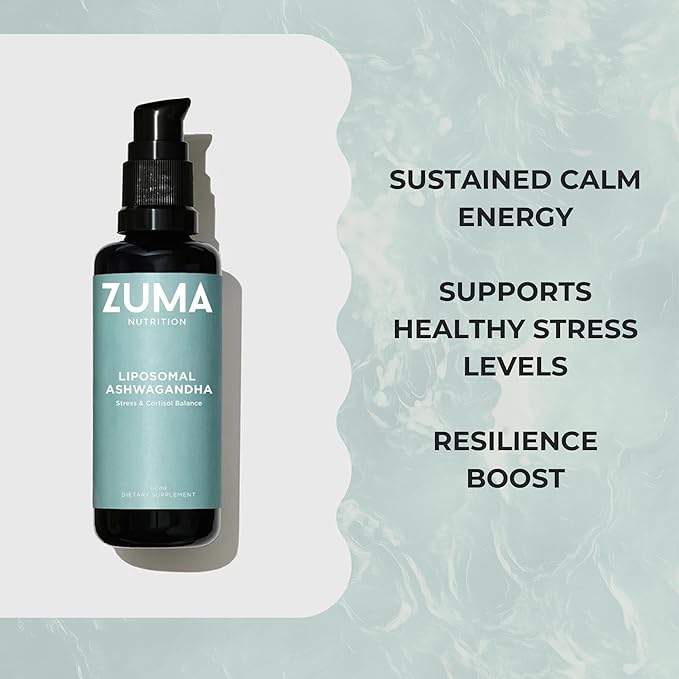 Zuma Nutrition Liposomal Ashwagandha Root Tonic Vegan Natural Supplement for Men and Women Herbal Health Liquid Formula for Longevity Support and Daily Wellness 60 ML Bottle