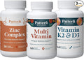 Pattern Wellness Men's Health Bundle - Multivitamin Vitamin K2 &amp D3 Zinc Complex - Male Health &amp Wellness Support - 3 Pack All-Natural Plant-Based Formulas