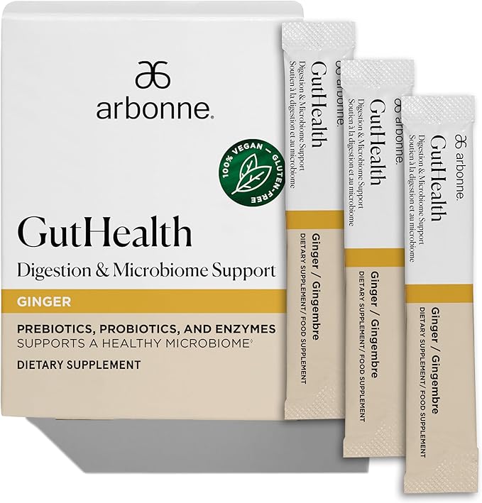 Arbonne Gut Health Digestion Support - Microbiome Prebiotic and Probiotic Drink Mix Probiotic Powder and Prebiotic Powder with Enzymes for a Healthy Gut