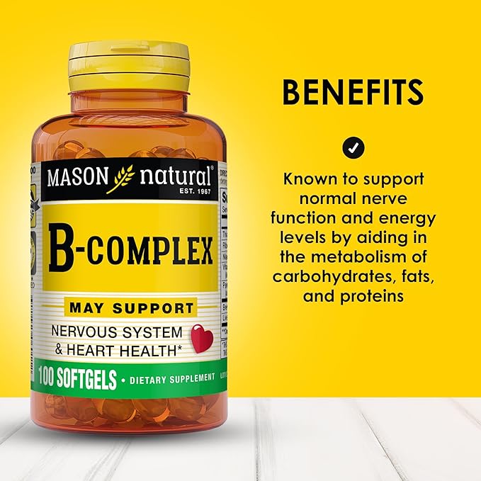MASON NATURAL Vitamin BComplex 300Day Supply for Normal Nerve Support and Energy Metabolism 100 Softgels (Pack of 3)