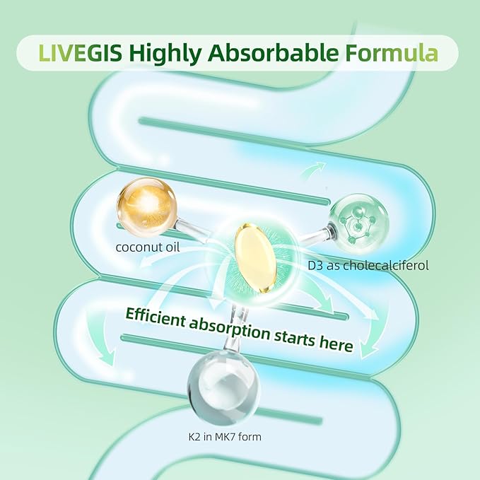 Vitamin D3 K2 Softgels Vitamin D3 10000 IU with K2 (MK-7) 200 mcg with Coconut Oil Softgels Supports Calcium Absorption Bone Immune and Heart Health - 90 Counts * 2 Packs