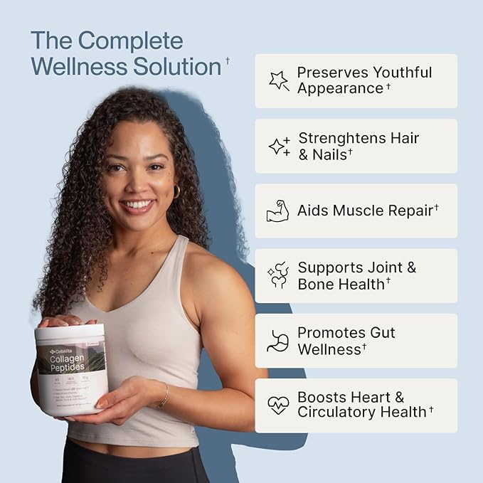 CollaVita Collagen Peptides (2 Month Supply) Grass-Fed Pasture-Raised Hydrolyzed Collagen Powder Type I &amp III Hair Nails Skin &amp Joints Non-GMO Paleo &amp Keto Unflavored 10 oz 2 Pack 30