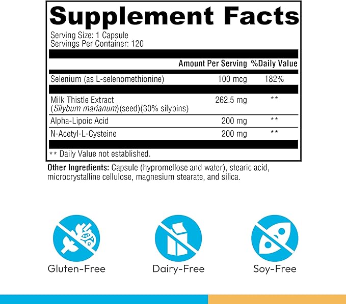 XYMOGEN Liver Protect - Supports Liver Health + Glutathione Production - Milk Thistle Extract ALA Alpha-Lipoic Acid N-Acetyl-L-Cysteine Selenium L-Selenomethionine (120 Capsules)