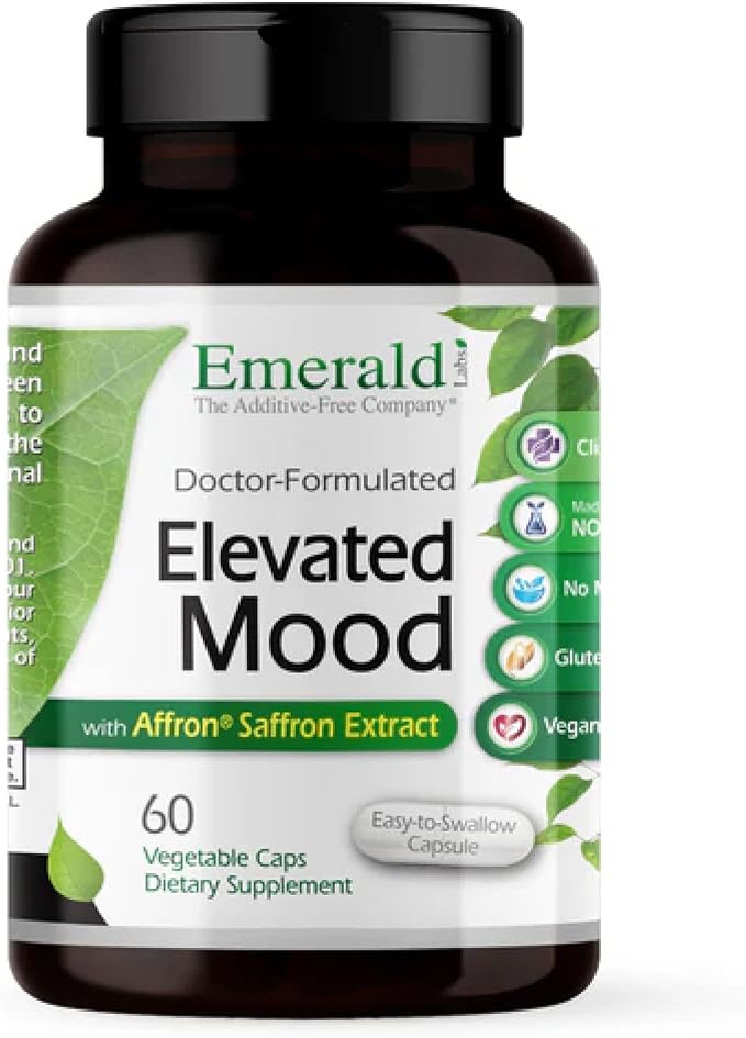 Emerald Labs Elevated Mood - Stress Management Supplement with Sensoril Ashwagandha Extract &amp Affron Saffron Extract - 60 Vegetable Capsules (30-Day Supply)