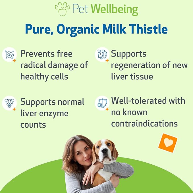 Pet Wellbeing Milk Thistle for Dogs - Organic Milk Thistle Supports Healthy Liver Function &amp Detoxification - NASC Certified &amp Vet-Formulated - 2 oz Liquid