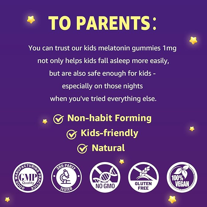 Kids Sleep Gummies Kid Calcium Gummies + D3 Sleep Aid Kid Ashwagandha Gummy Phosphatidylserine L-Theanine for Brain Focus Unwind Sweet Dream Magic Supplement for Kids Parents 2Pack