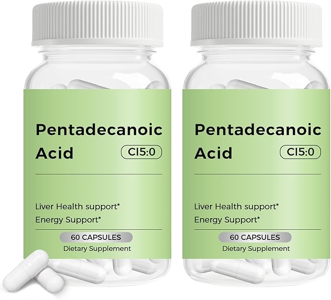 Pentadecanoic Acid Pentadecanoic Acid Supplement C15:0 Supplement Cellular Metabolic Support &amp Immune System Enhancement Premium High Altitude Sheep Milk Sourced 60 Capsule 2PCS
