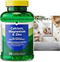 SP: Calcium Magnesium &amp Zinc Plus Vitamin D3 Dietary Supplement | 250 Coated Caplets+ complimentary Vitamins and Minerals Guide