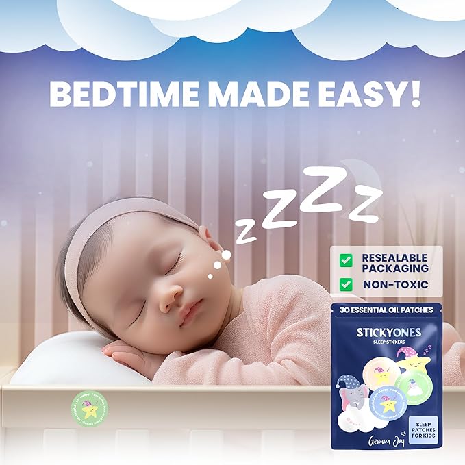 Gemma Joy Bedtime Baby Soothers &amp StickyOnes Sleep Patches - Cry Activated Heartbeat Puppy Plush Toy Stuffed Animal with Calming Light &amp All-Natural No Melatonin Bedtime Patches for Kids and