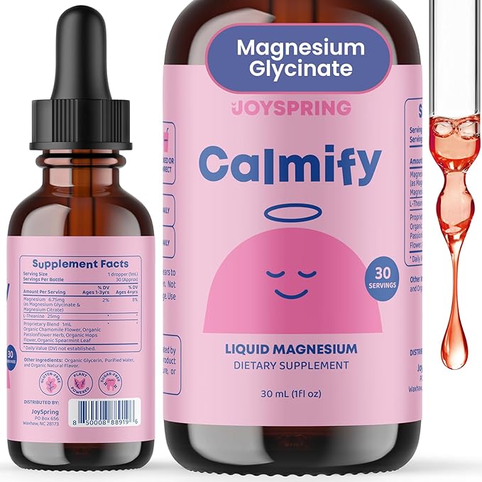 JoySpring Magnesium Citrate Liquid &amp Magnesium Glycinate and Sleepberry Melatonin 1MG for Kids