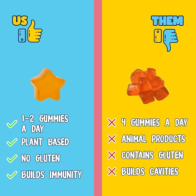 Gracie’s Corner Stars Kids Multivitamin Gummies with Omega 3 - Children’s Vitamins A B C D - Star-Shaped Toddler Multivitamins Plant-Based Gluten-Free Kids Gummy Vitamins 60 Count