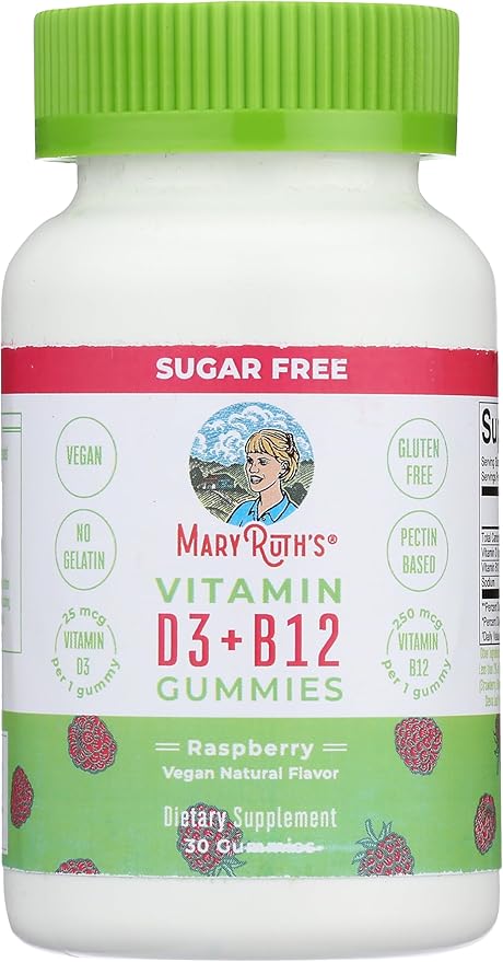 MaryRuth Organics Vitamin D3+B12 Gummies Raspberry 30 ct