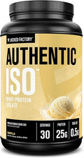 Jacked Factory Authentic ISO Whey Protein Isolate Powder - Low Carb Non-GMO Muscle Building Protein w/No Fillers Post Workout Recovery - 30 Servings Vanilla
