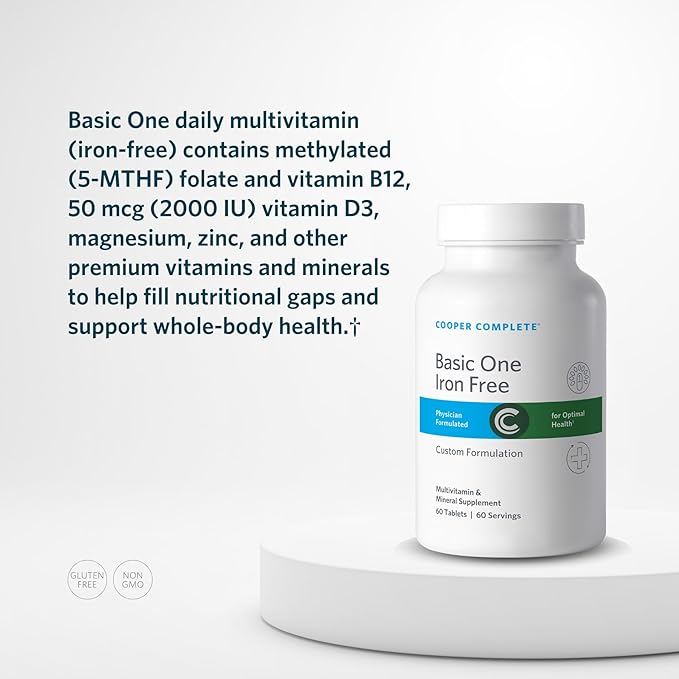 Cooper Complete - Basic One Multivitamin Iron Free - Daily Multivitamin and Mineral Supplement Plus Fish Oil Supplement - 60 Day Supply