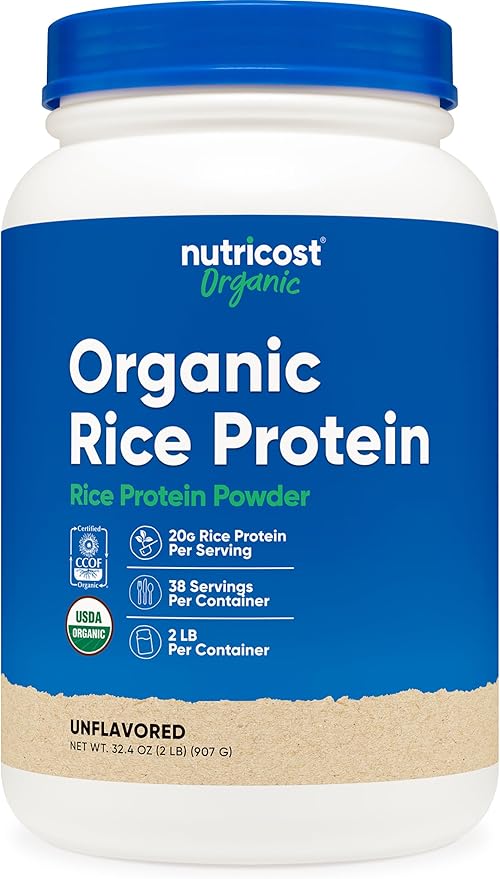 Nutricost Organic Rice Protein Powder (2 LB) - Gluten-Free Non-GMO (from Brown Rice)
