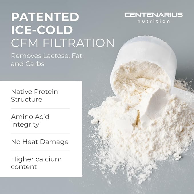Premium Whey Protein Isolate Powder 500g Unflavored Irish Grass-Fed 27g Protein per Serving for Muscle Growth &amp Recovery Non-Bloating Gluten &amp Lactose Free Clean Ingredients | Centenarius N