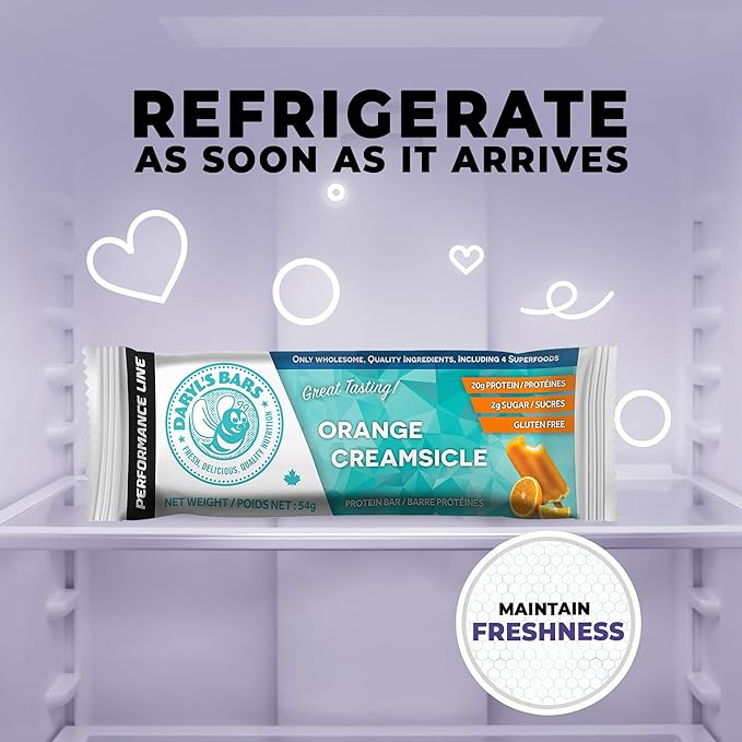 Daryl's Bars Orange Creamsicle On the Go Whey Protein Bars Gluten Free Low Sugar Protein Snack Meal Replacement Pack of 2
