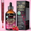VivoNu Vitamin B Complex Liquid Drops 1000mcg Methyl folate 6000mcg Methylated Vitamin B12 B6 B1 B2 B3 B5 and Methylfolate Support Energy Raspberry Flavor Natural Ingredient Non GMO