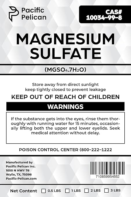 Pacific Pelican's Magnesium Sulfate (Epsom Salt) - Multi-Use: Plant Growth Agriculture Textile Dyeing Brewing (3lb)