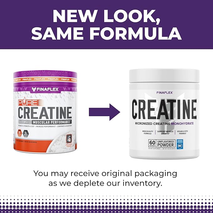 FINAFLEX PURE CREATINE Unflavored - 10.6 oz - Promotes Muscular Strength Size &amp Performance - 100% Pure Micronized Creatine Monohydrate - NSF Certified - 60 Servings