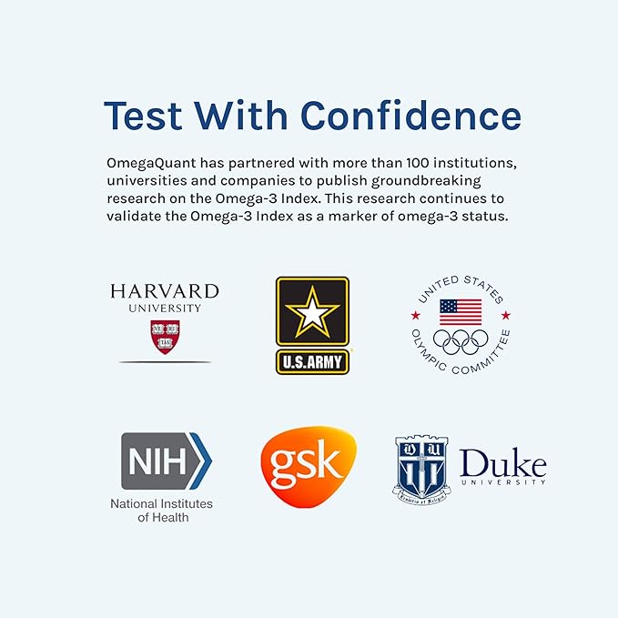 OmegaQuant Omega-3 Index Basic - The Original Omega-3 Blood Test Kit with one Drop of Blood Home Kit Includes Blood Collection Kit | 1 Omega-3 Test Kit