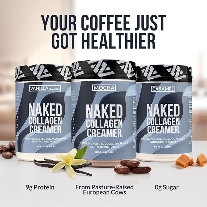 Naked Collagen Mocha Coffee Creamer - Collagen Creamer For Coffee - Dairy-Free Gluten-Free GMO-Free - Support Hair Skin and Nails - 40 Servings
