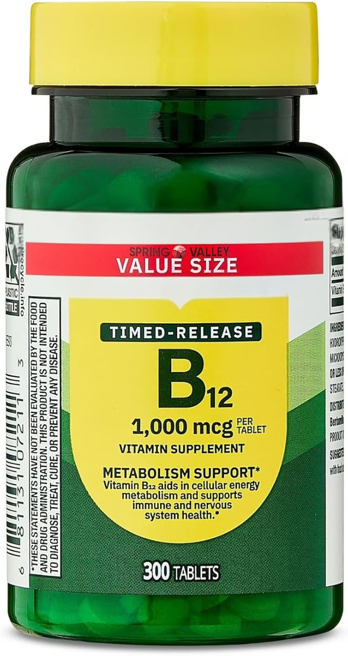 Vitamin B12 Timed-Release Spriing Vallley Tablets Dietary Supplement 1000 Mcg - 300 Count (Pack of 1)