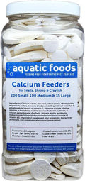Aquatic Foods Inc. Calcium Feeder Disks for Shrimp Snails Crabs Crayfish Hermit Crabs and All Tropical Fish 335 Count Jar of Small-Medium-Large Feeder Disks