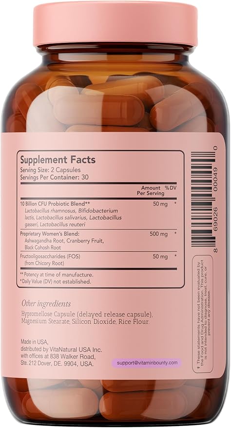 Vitamin Bounty Probiotic Bundle for Women – Pro-50 (50 Billion CFU 13 Strains + Prebiotics) &amp Pro-Daily Vaginal Probiotics (10 Billion CFU 5 Strains with Cranberry) – Digestive Immune Urinary