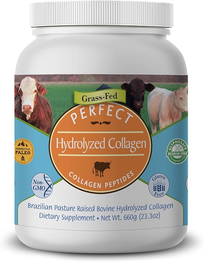 Perfect Supplements – Unflavored Hydrolyzed Collagen Powder for Men and Women - Collagen Peptides - Mix in Hot Cold Liquids Grass Fed Easy Absorption 660 Grams